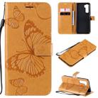 For Huawei Nova 7 SE / P40 Lite 5G 3D Butterflies Embossing Pattern Horizontal Flip Leather Case with Holder & Card Slot & Wallet(Yellow) - 1