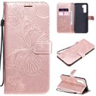 For Huawei Nova 7 SE / P40 Lite 5G 3D Butterflies Embossing Pattern Horizontal Flip Leather Case with Holder & Card Slot & Wallet(Rose Gold) - 1