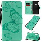 For Huawei Y7P / P40 Lite E / Honor 9C 3D Butterflies Embossing Pattern Horizontal Flip Leather Case with Holder & Card Slot & Wallet(Green) - 1