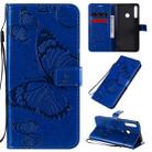 For Huawei Y7P / P40 Lite E / Honor 9C 3D Butterflies Embossing Pattern Horizontal Flip Leather Case with Holder & Card Slot & Wallet(Blue) - 1