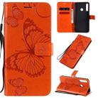 For Huawei Y7P / P40 Lite E / Honor 9C 3D Butterflies Embossing Pattern Horizontal Flip Leather Case with Holder & Card Slot & Wallet(Orange) - 1