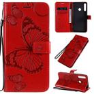 For Huawei Y7P / P40 Lite E / Honor 9C 3D Butterflies Embossing Pattern Horizontal Flip Leather Case with Holder & Card Slot & Wallet(Red) - 1