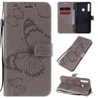 For Huawei Y7P / P40 Lite E / Honor 9C 3D Butterflies Embossing Pattern Horizontal Flip Leather Case with Holder & Card Slot & Wallet(Grey) - 1