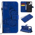 For Huawei P Smart(2020) 3D Butterflies Embossing Pattern Horizontal Flip Leather Case with Holder & Card Slot & Wallet(Blue) - 1