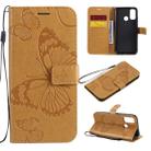 For Huawei P Smart(2020) 3D Butterflies Embossing Pattern Horizontal Flip Leather Case with Holder & Card Slot & Wallet(Yellow) - 1