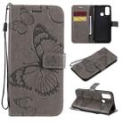 For Huawei P Smart(2020) 3D Butterflies Embossing Pattern Horizontal Flip Leather Case with Holder & Card Slot & Wallet(Grey) - 1