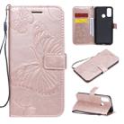 For Huawei P Smart(2020) 3D Butterflies Embossing Pattern Horizontal Flip Leather Case with Holder & Card Slot & Wallet(Rose Gold) - 1