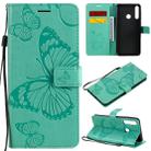 For Huawei Y6P 3D Butterflies Embossing Pattern Horizontal Flip Leather Case with Holder & Card Slot & Wallet(Green) - 1