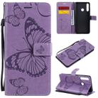 For Huawei Y6P 3D Butterflies Embossing Pattern Horizontal Flip Leather Case with Holder & Card Slot & Wallet(Purple) - 1