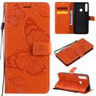 For Huawei Y6P 3D Butterflies Embossing Pattern Horizontal Flip Leather Case with Holder & Card Slot & Wallet(Orange) - 1