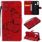 For Huawei Y6P 3D Butterflies Embossing Pattern Horizontal Flip Leather Case with Holder & Card Slot & Wallet(Red) - 1