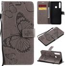 For Huawei Y6P 3D Butterflies Embossing Pattern Horizontal Flip Leather Case with Holder & Card Slot & Wallet(Grey) - 1