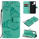 For Huawei Honor 9A 3D Butterflies Embossing Pattern Horizontal Flip Leather Case with Holder & Card Slot & Wallet(Green) - 1