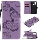 For Huawei Honor 9A 3D Butterflies Embossing Pattern Horizontal Flip Leather Case with Holder & Card Slot & Wallet(Purple) - 1