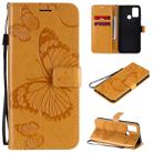 For Huawei Honor 9A 3D Butterflies Embossing Pattern Horizontal Flip Leather Case with Holder & Card Slot & Wallet(Yellow) - 1