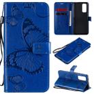 For Huawei Honor 30 Pro / 30 Pro Plus 3D Butterflies Embossing Pattern Horizontal Flip Leather Case with Holder & Card Slot & Wallet(Blue) - 1