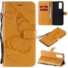 For Huawei Honor 30 Pro / 30 Pro Plus 3D Butterflies Embossing Pattern Horizontal Flip Leather Case with Holder & Card Slot & Wallet(Yellow) - 1