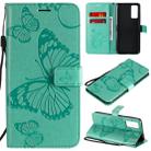 For Huawei Honor 30 3D Butterflies Embossing Pattern Horizontal Flip Leather Case with Holder & Card Slot & Wallet(Green) - 1