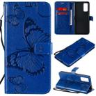 For Huawei Honor 30 3D Butterflies Embossing Pattern Horizontal Flip Leather Case with Holder & Card Slot & Wallet(Blue) - 1