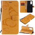 For Huawei Honor 30 3D Butterflies Embossing Pattern Horizontal Flip Leather Case with Holder & Card Slot & Wallet(Yellow) - 1