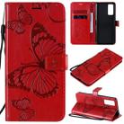 For Huawei Honor 30 3D Butterflies Embossing Pattern Horizontal Flip Leather Case with Holder & Card Slot & Wallet(Red) - 1