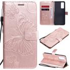 For Huawei Honor 30 3D Butterflies Embossing Pattern Horizontal Flip Leather Case with Holder & Card Slot & Wallet(Rose Gold) - 1