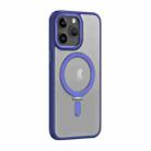 For iPhone 15 Pro Max Skin Feel MagSafe Shockproof Phone Case with Holder(Dark Blue) - 1