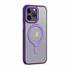 For iPhone 15 Pro Max Skin Feel MagSafe Shockproof Phone Case with Holder(Purple) - 1