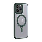 For iPhone 15 Pro Max Skin Feel MagSafe Shockproof Phone Case with Holder(Dark Green) - 1