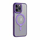 For iPhone 15 Pro Skin Feel MagSafe Shockproof Phone Case with Holder(Purple) - 1