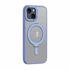 For iPhone 15 Plus Skin Feel MagSafe Shockproof Phone Case with Holder(Light Blue) - 1