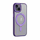 For iPhone 15 Plus Skin Feel MagSafe Shockproof Phone Case with Holder(Purple) - 1