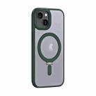 For iPhone 15 Plus Skin Feel MagSafe Shockproof Phone Case with Holder(Dark Green) - 1