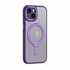 For iPhone 15 Skin Feel MagSafe Shockproof Phone Case with Holder(Purple) - 1