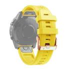 For Garmin Fenix 7S Pro 42mm Rose Gold Buckle Silicone Watch Band(Yellow) - 1