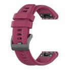 For Garmin Fenix 7S Pro 42mm Solid Color Silicone Watch Band(Wine Red) - 1