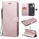 For Motorola Moto G8 Power Lite Solid Color Horizontal Flip Protective Leather Case with Holder & Card Slots & Wallet & Lanyard(Rose Gold) - 1