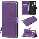 For Motorola Moto G8 Power Solid Color Horizontal Flip Protective Leather Case with Holder & Card Slots & Wallet & Lanyard(Purple) - 1