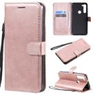 For Motorola Moto G8 Power Solid Color Horizontal Flip Protective Leather Case with Holder & Card Slots & Wallet & Lanyard(Rose Gold) - 1