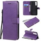 For OPPO Realme 6 Solid Color Horizontal Flip Protective Leather Case with Holder & Card Slots & Wallet & Lanyard(Purple) - 1
