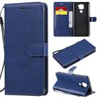 For Xiaomi Redmi Note 9 / 10X 4G Solid Color Horizontal Flip Protective Leather Case with Holder & Card Slots & Wallet & Lanyard(Blue) - 1