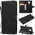 For Xiaomi Redmi Note 9 / 10X 4G Solid Color Horizontal Flip Protective Leather Case with Holder & Card Slots & Wallet & Lanyard(Black) - 1