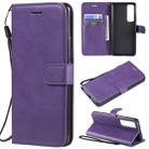 For Huawei nova 7 Pro Solid Color Horizontal Flip Protective Leather Case with Holder & Card Slots & Wallet & Lanyard(Purple) - 1