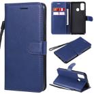For Huawei P smart 2020 Solid Color Horizontal Flip Protective Leather Case with Holder & Card Slots & Wallet & Lanyard(Blue) - 1