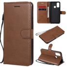 For Huawei P smart 2020 Solid Color Horizontal Flip Protective Leather Case with Holder & Card Slots & Wallet & Lanyard(Brown) - 1