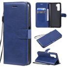 For Huawei nova 7 SE / P40 Lite 5G Solid Color Horizontal Flip Protective Leather Case with Holder & Card Slots & Wallet & Lanyard(Blue) - 1