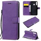 For Huawei P40 lite E / Y7p / Honor 9C Solid Color Horizontal Flip Protective Leather Case with Holder & Card Slots & Wallet & Lanyard(Purple) - 1