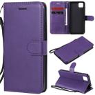 For Huawei Y5p / Honor 9S Solid Color Horizontal Flip Protective Leather Case with Holder & Card Slots & Wallet & Lanyard(Purple) - 1