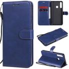 For Huawei Y6p Solid Color Horizontal Flip Protective Leather Case with Holder & Card Slots & Wallet & Lanyard(Blue) - 1