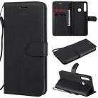 For Huawei Y6p Solid Color Horizontal Flip Protective Leather Case with Holder & Card Slots & Wallet & Lanyard(Black) - 1